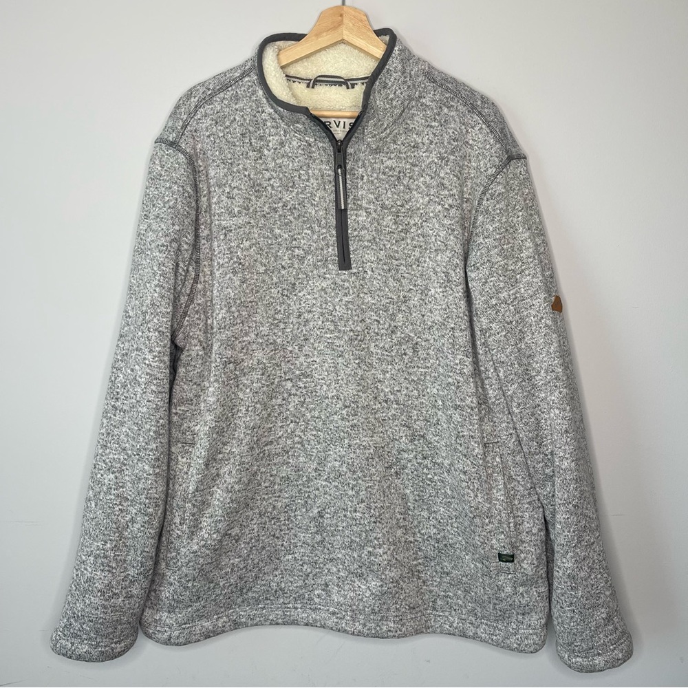 Men's Orvis pull over 1/4 zip‎ Gray Sweater X-Large